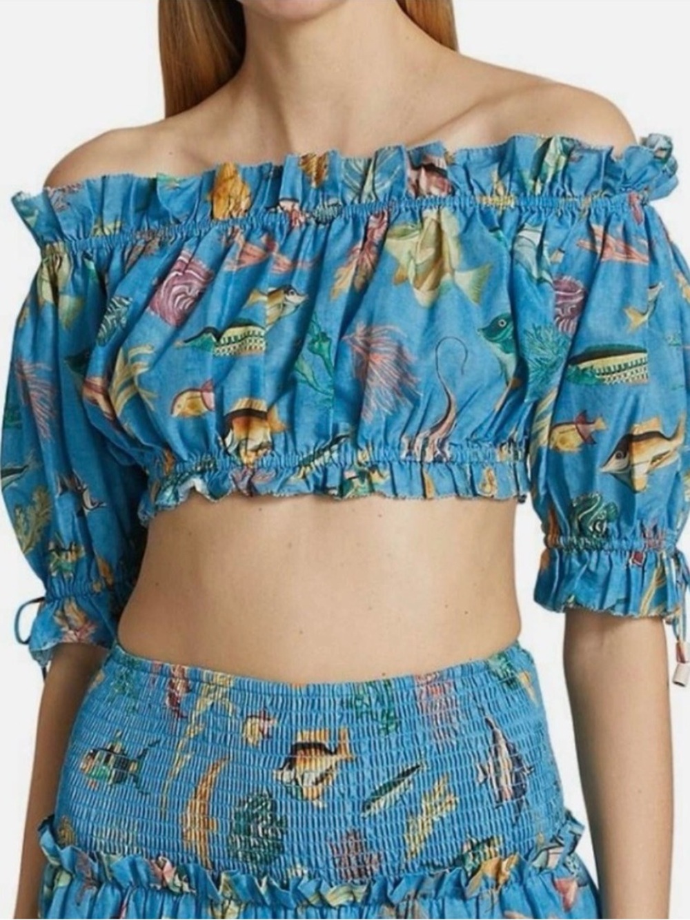 Alemais Otto Fish Print Crop Top